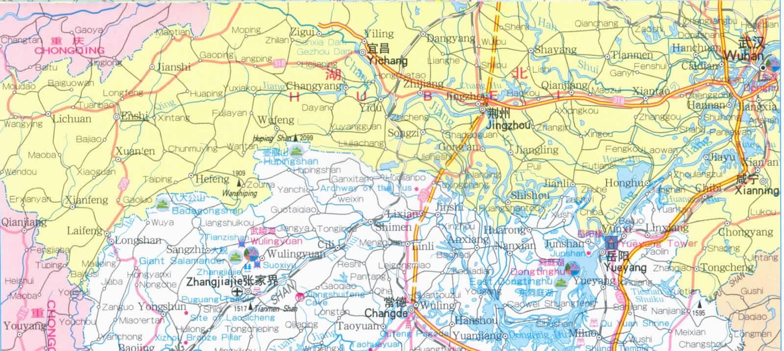 Map of Hunan Province, China